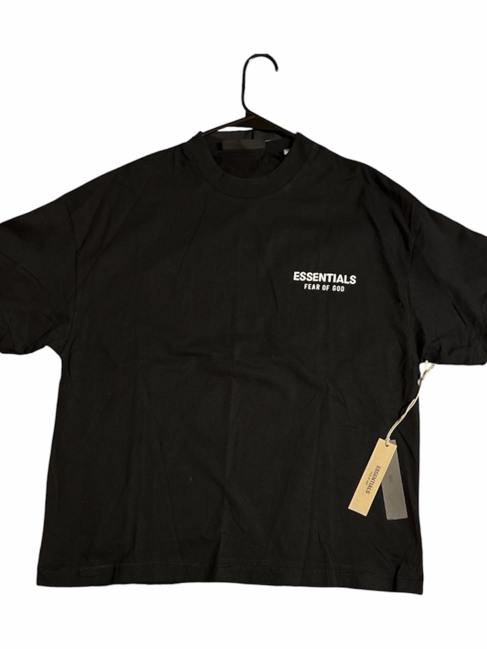 essentials fear of god Men's Black Logo T-Shirt